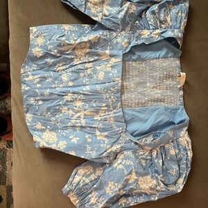 Wayf Sky Blue Smocked Top
